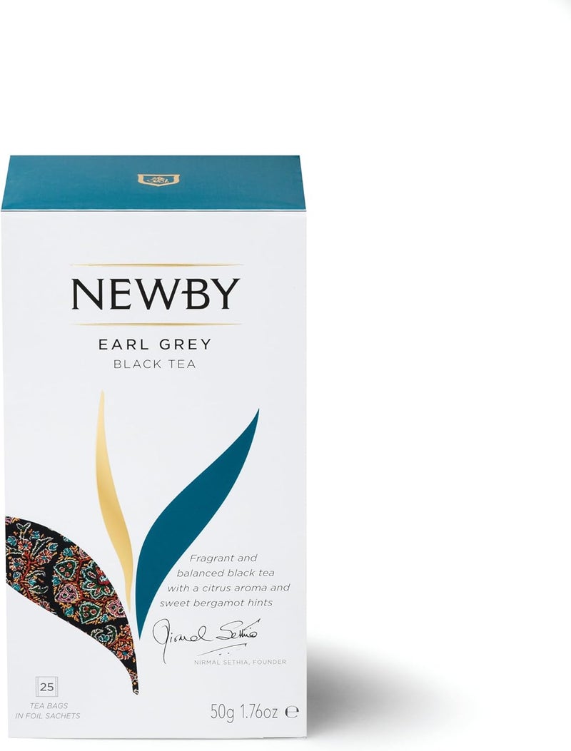 Newby Earl Grey Black Tea - 25 Tea Bags in Foil Sachets - Image 1